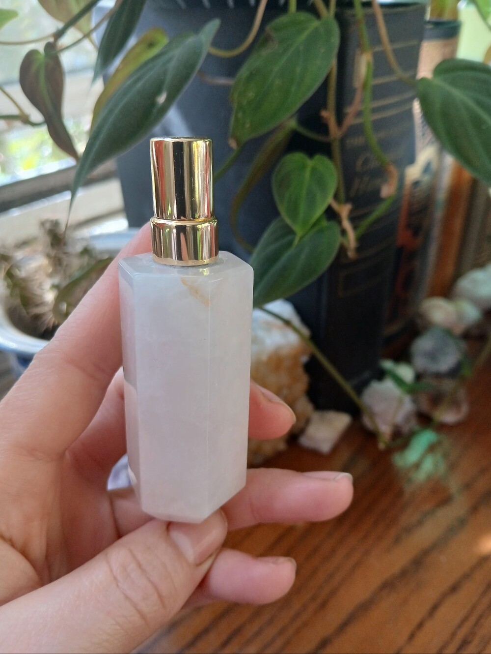 Rose Quartz Refillable Perfume Decanter Spring Luxury Crystal
